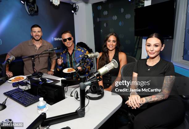 Vinny Guadagnino, Mike "The Situation" Sorrentino, Sammi Giancola and Jenni "JWoww" Farley visit SiriusXM at SiriusXM Studios on August 01, 2023 in...