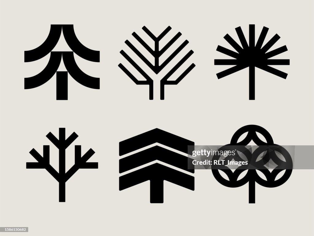 Iconos de árboles modernos de mediados de siglo