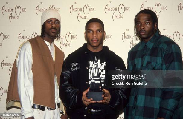 Rap Group Naughty By Nature attends 19th Annual American Music Awards on January 27, 1992 at the Shrine Auditorium in Los Angeles, California.