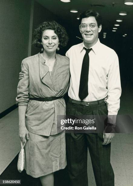 Actor Raul Julia and wife Merel Poloway attend the opening party for "Design for Living" on June 20, 1984 at Luchow's Restaurant in New York City.