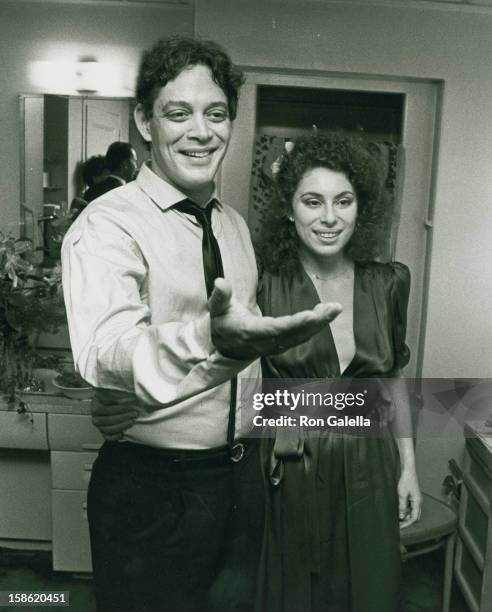 Actor Raul Julia and wife Merel Poloway attend the opening of "Nine" on May 9, 1982 at the 46th Street Theater in New York City.