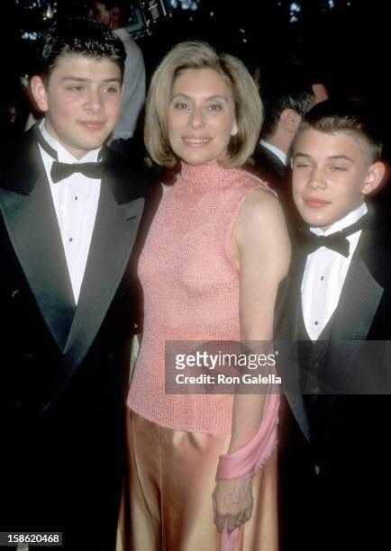 Merel Poloway and sons Raul Sigmund Julia and Benjamin Julia attend the Fourth Annual Raul Julia Ending Hunger Fund Benefit Gala on April 30, 2000 at...