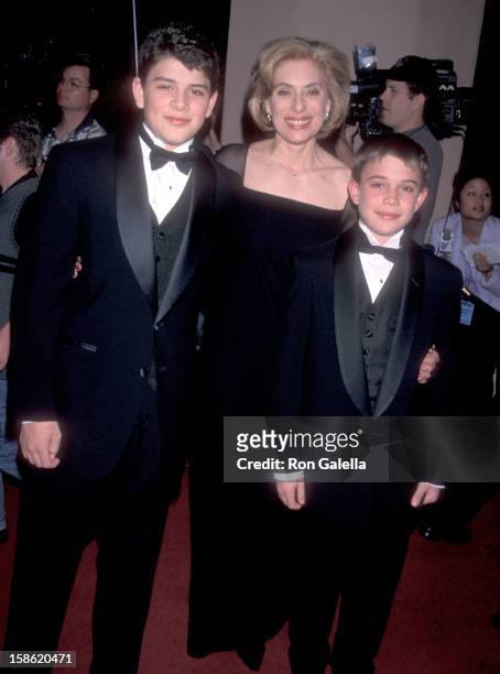 Merel Poloway and sons Raul Sigmund Julia and Benjamin Julia attend the Third Annual Raul Julia Ending Hunger Fund Benefit Gala on April 18, 1999 at...
