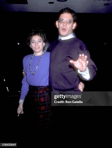 Actor Raul Julia and wife Merel Poloway on December 2, 1985 party at Visage in New York City.