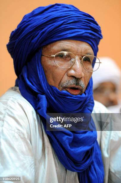 Mohamed Ag Akharib, a representative of armed Islamist group Ansar Dine, attends a meeting in Algiers on December 21, 2012. Ansar Dine and MNLA,...