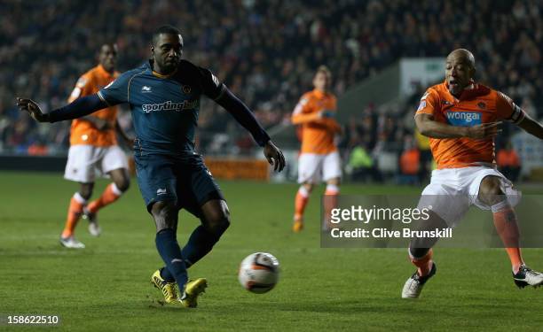 Sylvan Ebanks-Blake of Wolverhampton Wanderers scores the first goal during the npower Championship match between Blackpool and Wolverhampton...