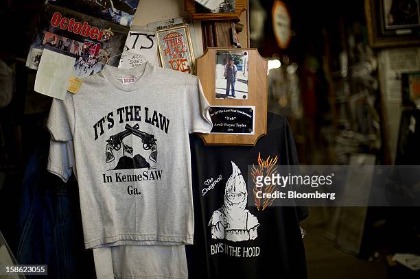 Merchandise is displayed for sale at Wildman's Civil War Surplus store in Kennesaw, Georgia, U.S., on Wednesday, Dec. 19, 2012. No town in the U.S....