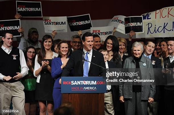 Republican presidential candidate and former U.S. Sen. Rick Santorum speaks during the election night rally at the Steubenville High School gymnasium...