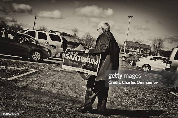 Supporter at a rally for Republican presidential candidate former U.S. Sen. Rick Santorum at the Dayton Christian School on March 5, 2012 in...