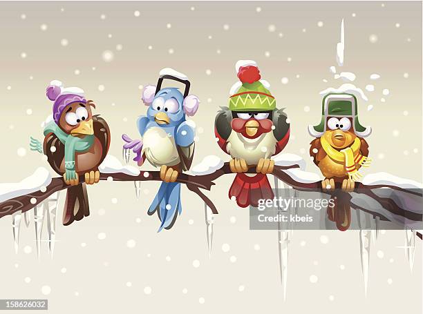 frösteln vögel - frozen stock-grafiken, -clipart, -cartoons und -symbole