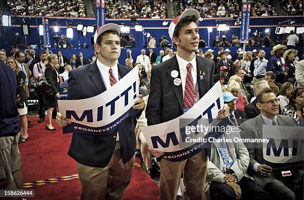 Delegates attend the Republican National Convention at the Tampa Bay Times Forum on August 30, 2012 in Tampa, Florida. Today is the third and last...