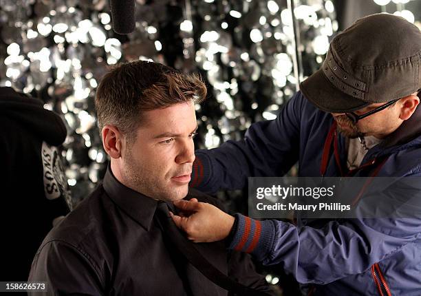 Hair stylist Charles Baker Strahan on set during Behind The Beauty Documentary - Day 4 at The Redbury Hotel on December 21, 2012 in Hollywood,...