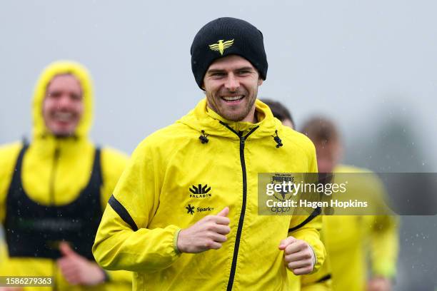 Alex Rufer warms up during a Wellington Phoenix training session at NZCIS on August 02, 2023 in Wellington, New Zealand.