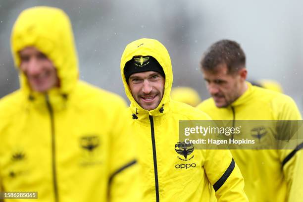 Tim Payne looks on during a Wellington Phoenix training session at NZCIS on August 02, 2023 in Wellington, New Zealand.