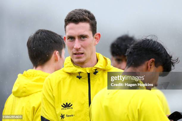 Bozhidar Kraev looks on during a Wellington Phoenix training session at NZCIS on August 02, 2023 in Wellington, New Zealand.