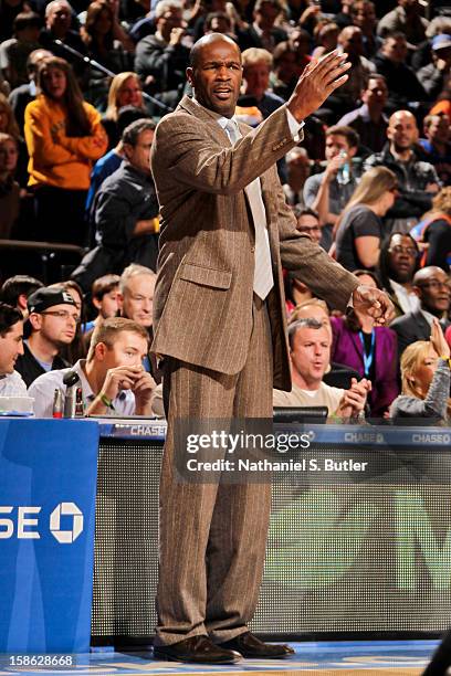 New York Knicks assistant coach Herb Williams instructs his team against the Chicago Bulls on December 21, 2012 at Madison Square Garden in New York...
