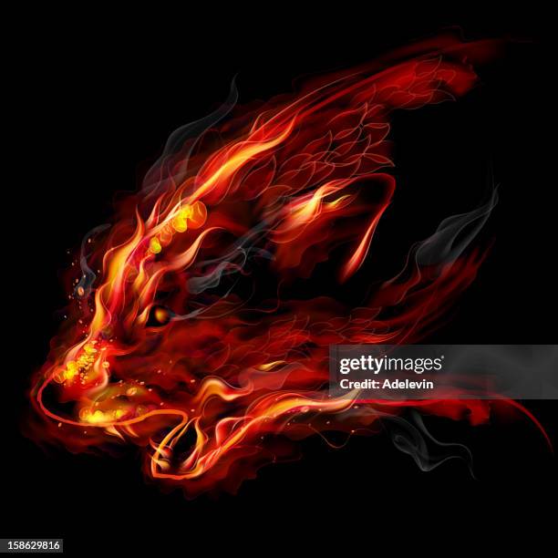 fire wolf - fantasy stock illustrations