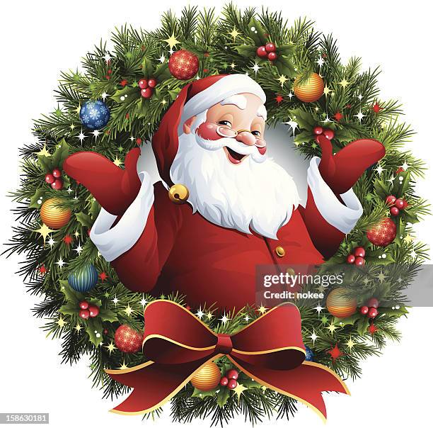 santa claus - christmas wreath - santa clause stock illustrations