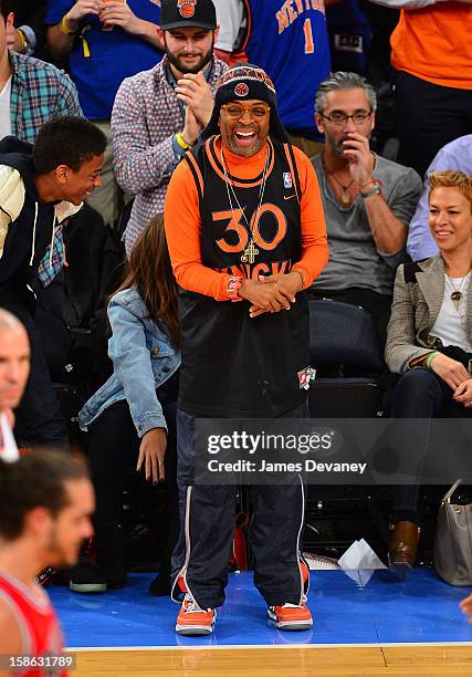 Spike Lee attends the Chicago Bulls vs New York Knicks game at Madison Square Garden on December 21, 2012 in New York City.