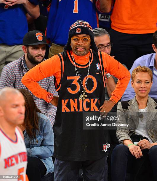 Spike Lee attends the Chicago Bulls vs New York Knicks game at Madison Square Garden on December 21, 2012 in New York City.
