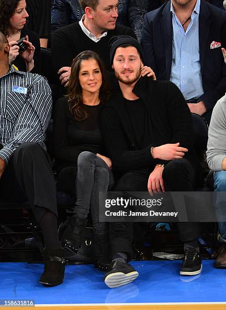 Kelly Monaco and Valentin Chmerkovskiy attend the Chicago Bulls vs New York Knicks game at Madison Square Garden on December 21, 2012 in New York...