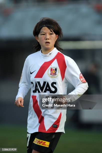 Hanae Shibata of Urawa Red Diamonds Ladies looks on during the 34th Empress's Cup All Japan Women's Football Tournament semi final match between INAC...