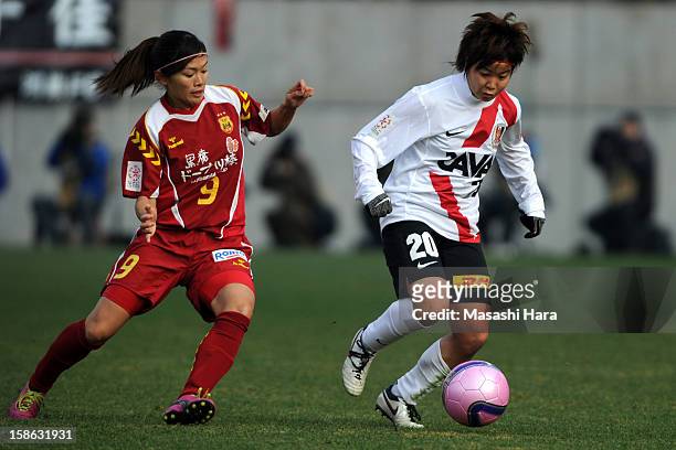 Chika Kato of Urawa Red Diamonds Ladies in action during the 34th Empress's Cup All Japan Women's Football Tournament semi final match between INAC...