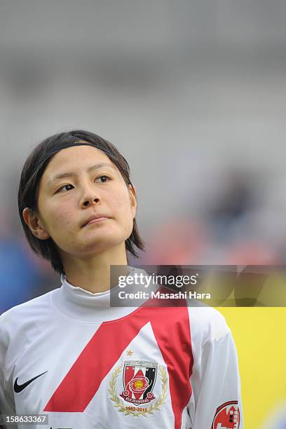 Hikaru Naomoto of Urawa Red Diamonds Ladies looks on prior to the 34th Empress's Cup All Japan Women's Football Tournament semi final match between...