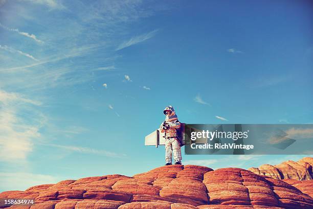 jetpack kid - astronaut wings stock pictures, royalty-free photos & images