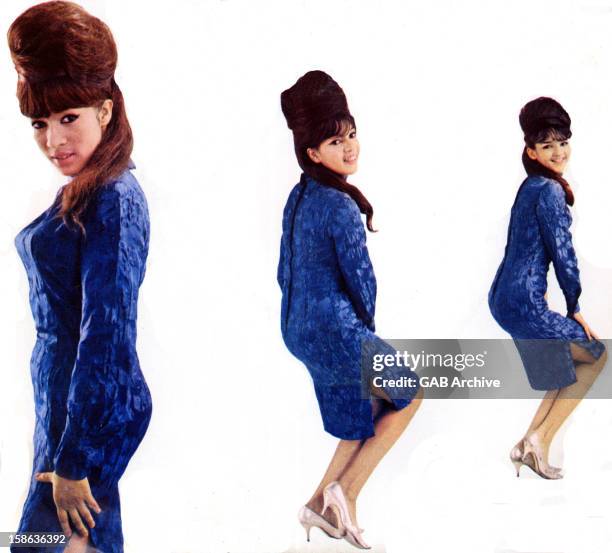 Photo of American girl group The Ronettes posed in 1964. The line up is Ronnie Spector , Estelle Bennett and Nedra Talley Ross.