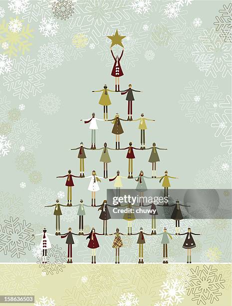 stockillustraties, clipart, cartoons en iconen met christmas tree of children - united friends of the childrens brass ring awards dinner