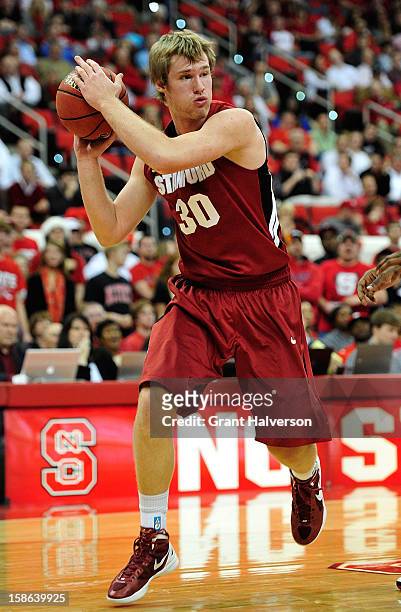 Grant Verhoeven of the Stanford Cardinal against the North Carolina State Wolfpack during play at PNC Arena on December 18, 2012 in Raleigh, North...