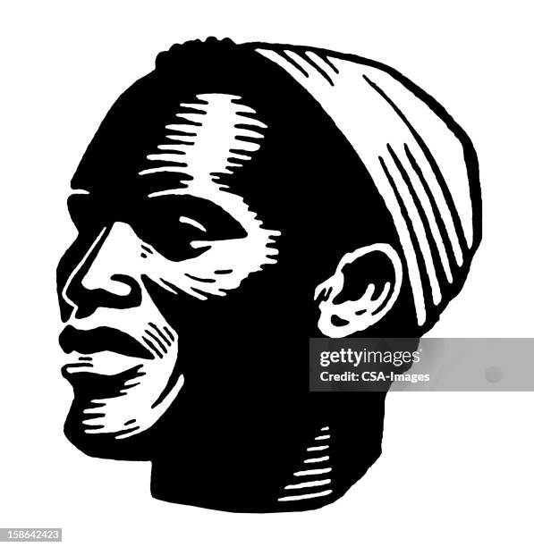 portrait of man wearing hat - kufi hat stock illustrations