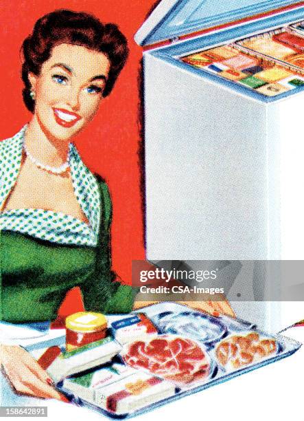 food presentation - refrigerator stock illustrations