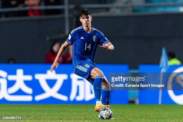 Gabriele Guarino of Italy controls the ball during FIFA U-20 World Cup Argentina 2023 Semi Finals match between Italy and Korea Republic at Estadio...
