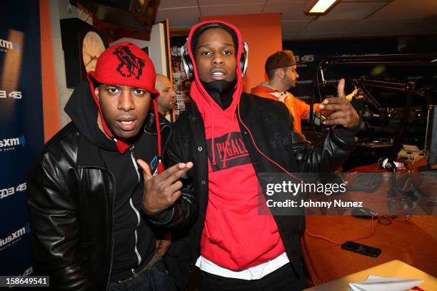 Host DJ Whoo Kid and rapper A$AP Rocky attend Nadia G And ASAP Rocky Invade The Whoolywood Shuffle at SiriusXM Studios on December 14, 2012 in New...