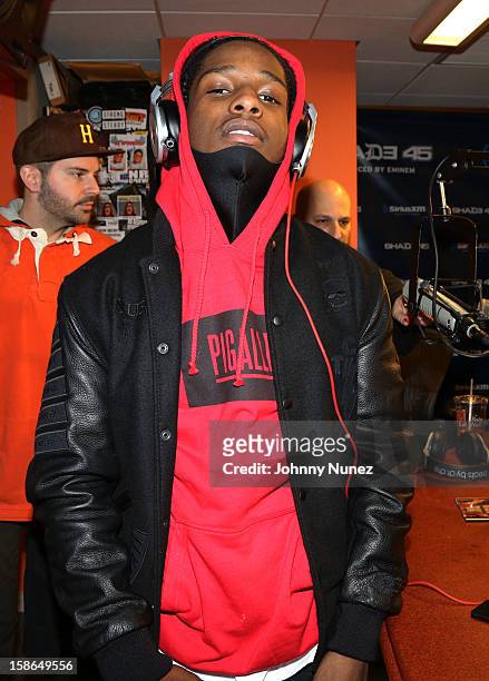 Rapper A$AP Rocky attends Nadia G And ASAP Rocky Invade The Whoolywood Shuffle at SiriusXM Studios on December 14, 2012 in New York City.