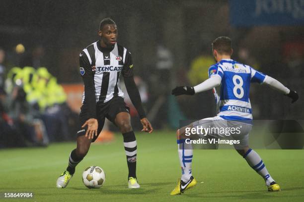 Geoffrey Castillion of Heracles Almelo, Christiaan Cicek of PEC Zwolle during the Dutch Eredivise match between Heracles Almelo and PEC Zwolle at the...