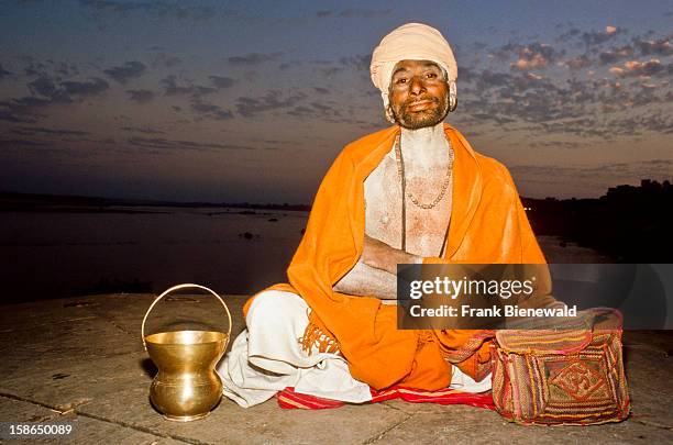 Shiva-sadhu sitting at the ghats of Varanasi..