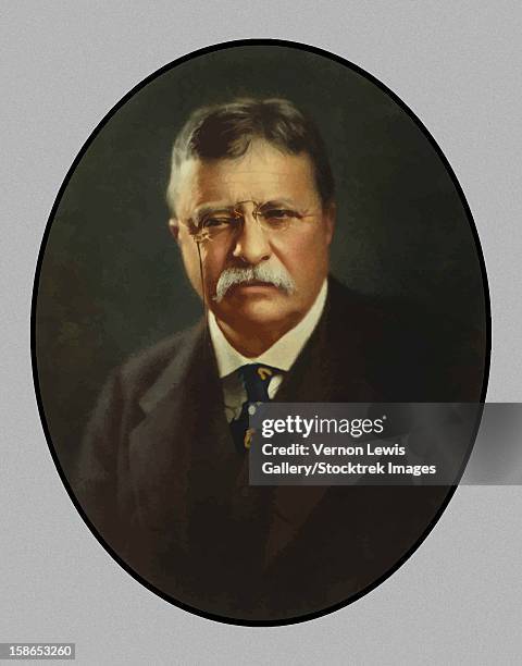 digitally restored vector painting of president theodore roosevelt. - シャツとネクタイ点のイラスト素材／クリップアート素材／マンガ素材／アイコン素材