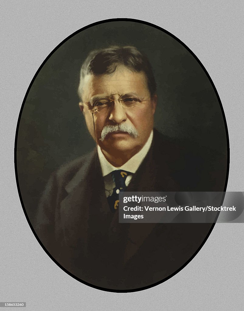 Digitally restored vector painting of President Theodore Roosevelt.
