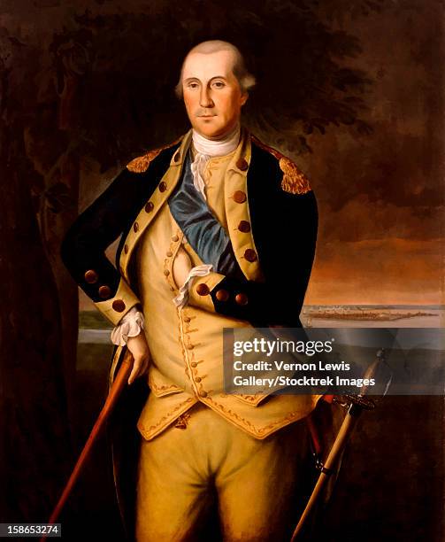 stockillustraties, clipart, cartoons en iconen met digitally restored vector painting of general george washington. george washington was the leader of the continental army against the british empire and the first president of the united states. - one mature man only