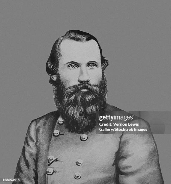 digitally restored vector portrait of confederate general james ewell brown stuart. - james ewell brown stuart stock illustrations