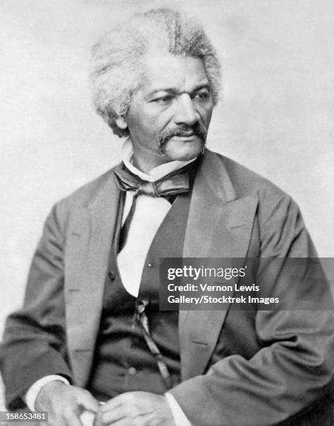 vintage american civil war print of frederick douglass. - one mature man only stock illustrations