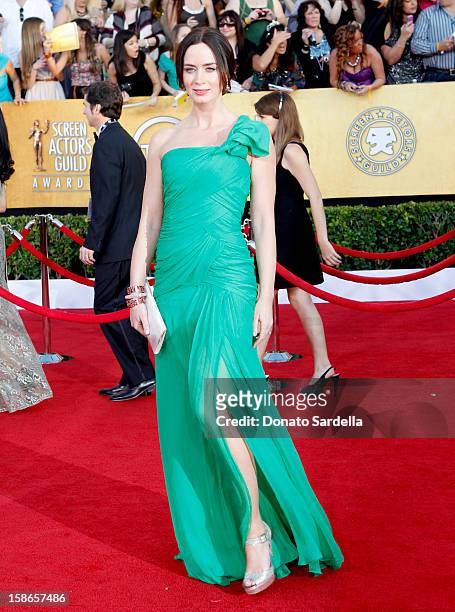 Actress Emily Blunt arrives at the 18th Annual Screen Actors Guild Awards held at The Shrine Auditorium on January 29, 2012 in Los Angeles,...
