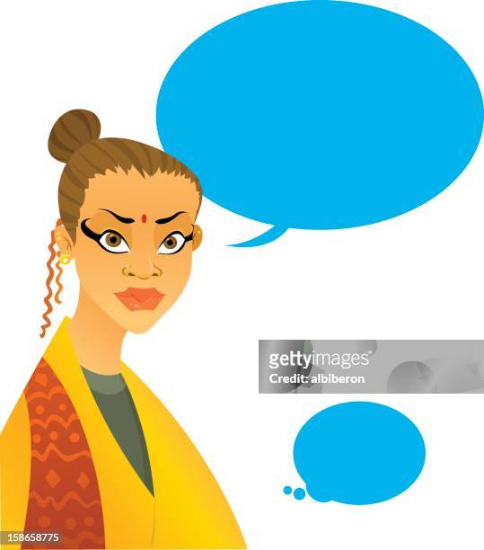 indian girl with talk balloon - ceremonial make up stock illustrations
