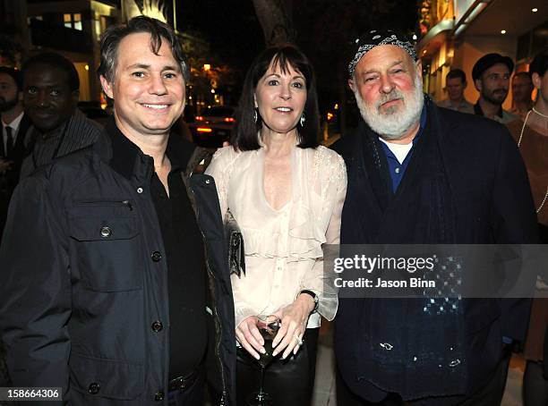 DuJour Media Founder Jason Binn, Pamela Baxter and photographer Bruce Weber pose at Art Basel circa December 2012 in Miami, Florida.