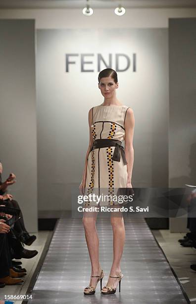 Models walk the runway at Fendi with Vogue and Angie Stewart, Carolyn Powers, Mona Look-Mazza And Richard Edwards host an exclusive celebration of...