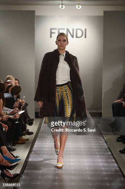 Models walk the runway at Fendi with Vogue and Angie Stewart, Carolyn Powers, Mona Look-Mazza And Richard Edwards host an exclusive celebration of...