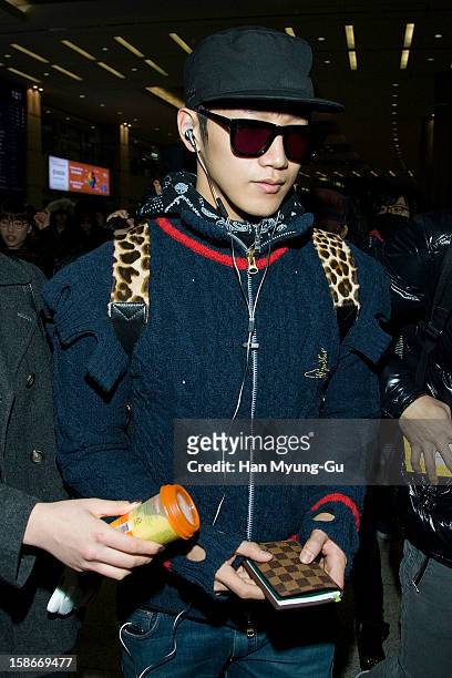 Junsu of boy band 2PM is seen at Incheon International Airport on December 23, 2012 in Incheon, South Korea.